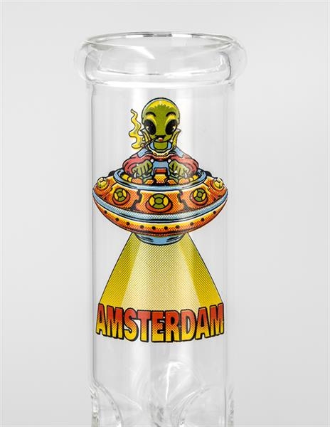 Glas Kolbenbong ICE Percolator "Alien Ufo Amsterdam" ca. 23cm ø 40mm